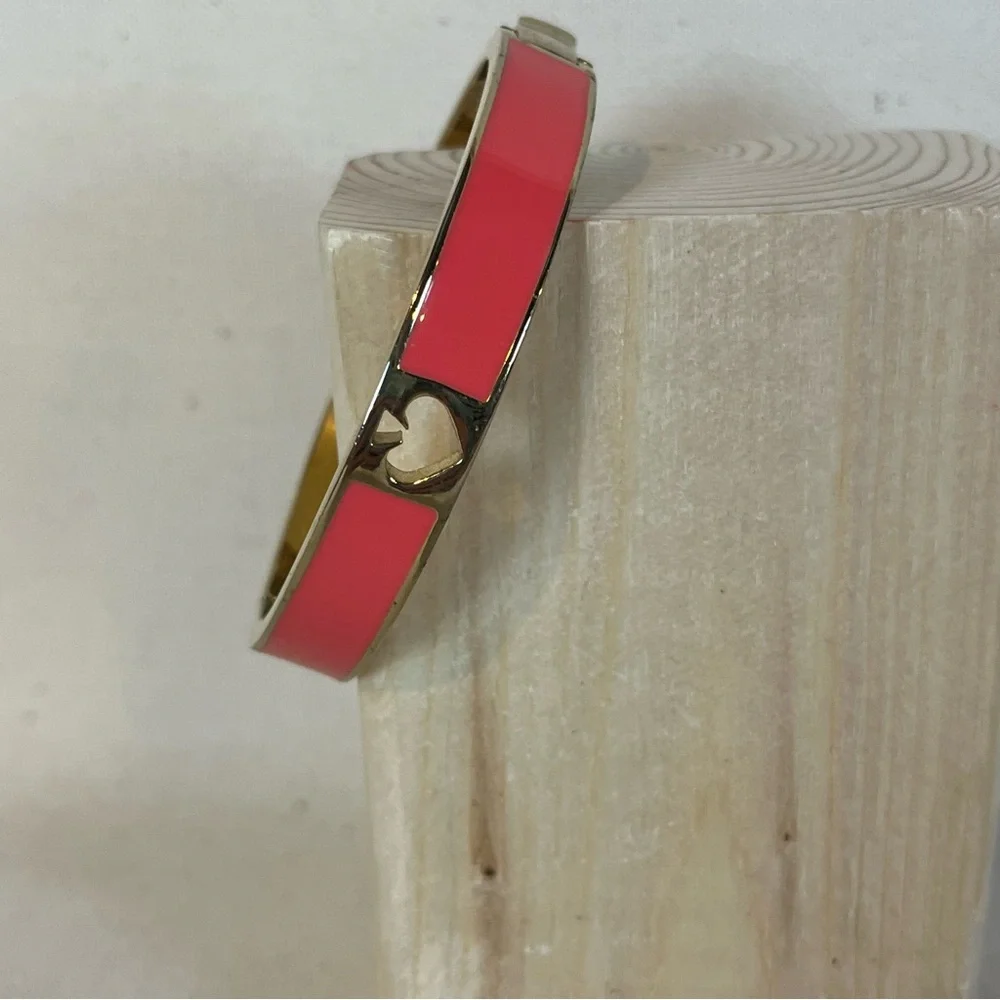 Kate Spade Vibrant Pink and Gold Bangle Bracelet Classic Luxury - Picture 2 of 7